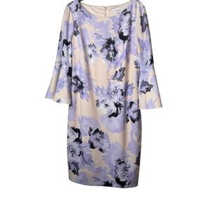 Calvin Klein Lavender Floral Long Sleeve Dress